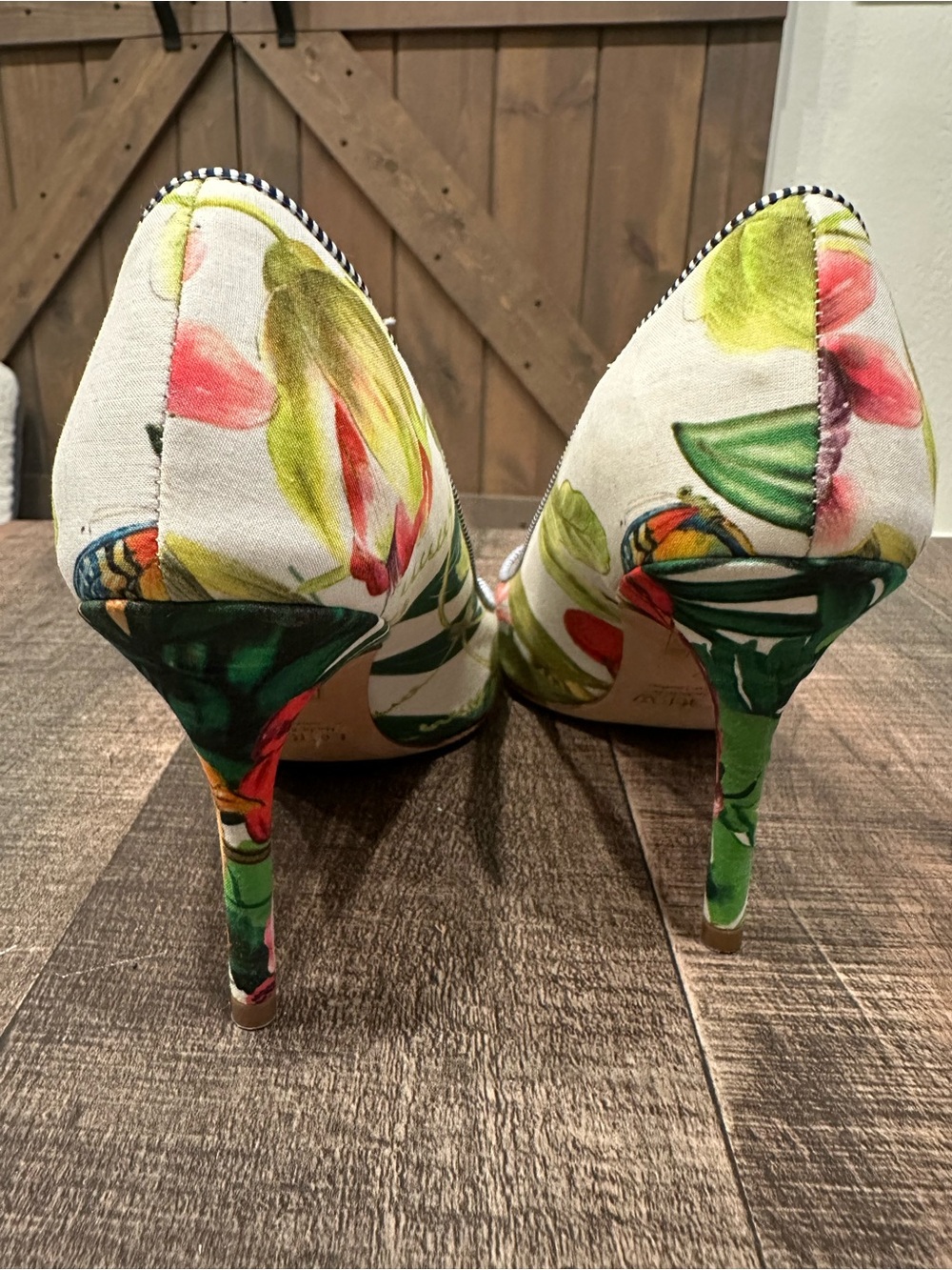 J. Crew Green and White Floral Pointed-Toe Pumps - Picture 5 of 12